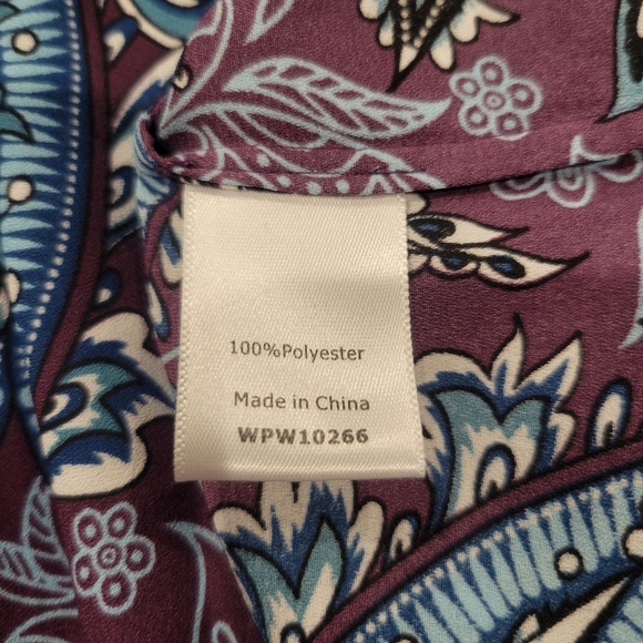 41 Hawthron Size 2x Purple Boho Print Long Flare Sleeves Top - Picture 7 of 8